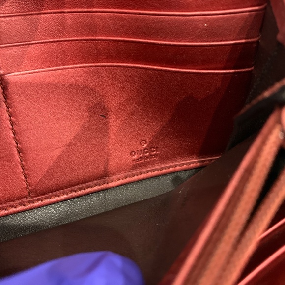 Gucci Red Lovely Heart Guccissima Long Wallet Sku#85603(Gently used,color fading - Picture 8 of 16